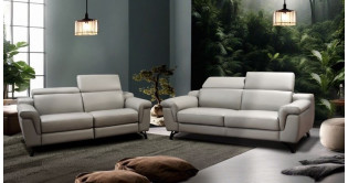 ARIEL 100% Cuir Relaxation avec têtières Electrique (en option) ou canapé Fixe