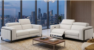 CESANO Canapé 100% Cuir Relaxation avec têtières Electrique (en option) ou Fixe