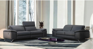 OLBIA 100% Cuir ou micronabuck Relaxation avec têtières Electrique (en option) ou canapé Fixe