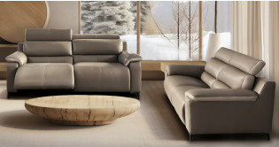 RASTO 100% Cuir Relaxation avec têtières Electrique ou canapé Fixe