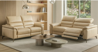 ROMANA 100% Cuir Relaxation avec têtières Electrique (en option) ou canapé Fixe
