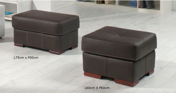 CANNES 3PLACES MAXI 3 COUSSINS+POUF 100% CUIR PREMIUM 3100 TAUPE - EN STOCK -